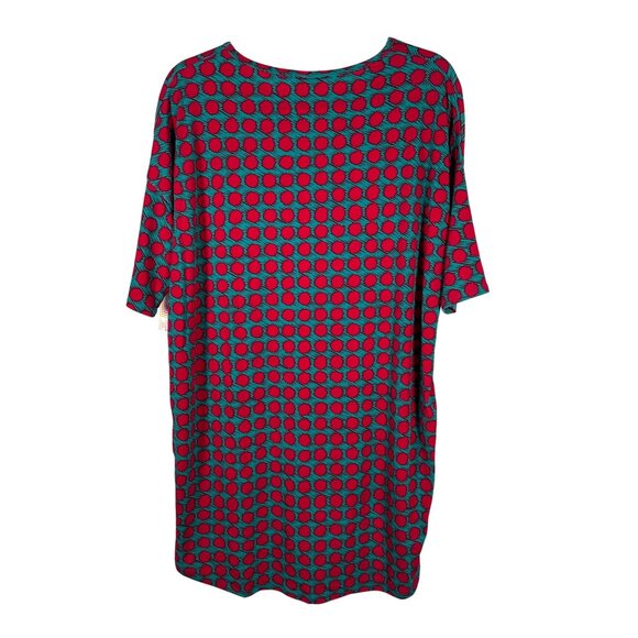 LuLaRoe IRMA Polka Dots Hot Pink Turquoise Blue Hi-Low Tunic Top Shirt MEDIUM M - Picture 5 of 6
